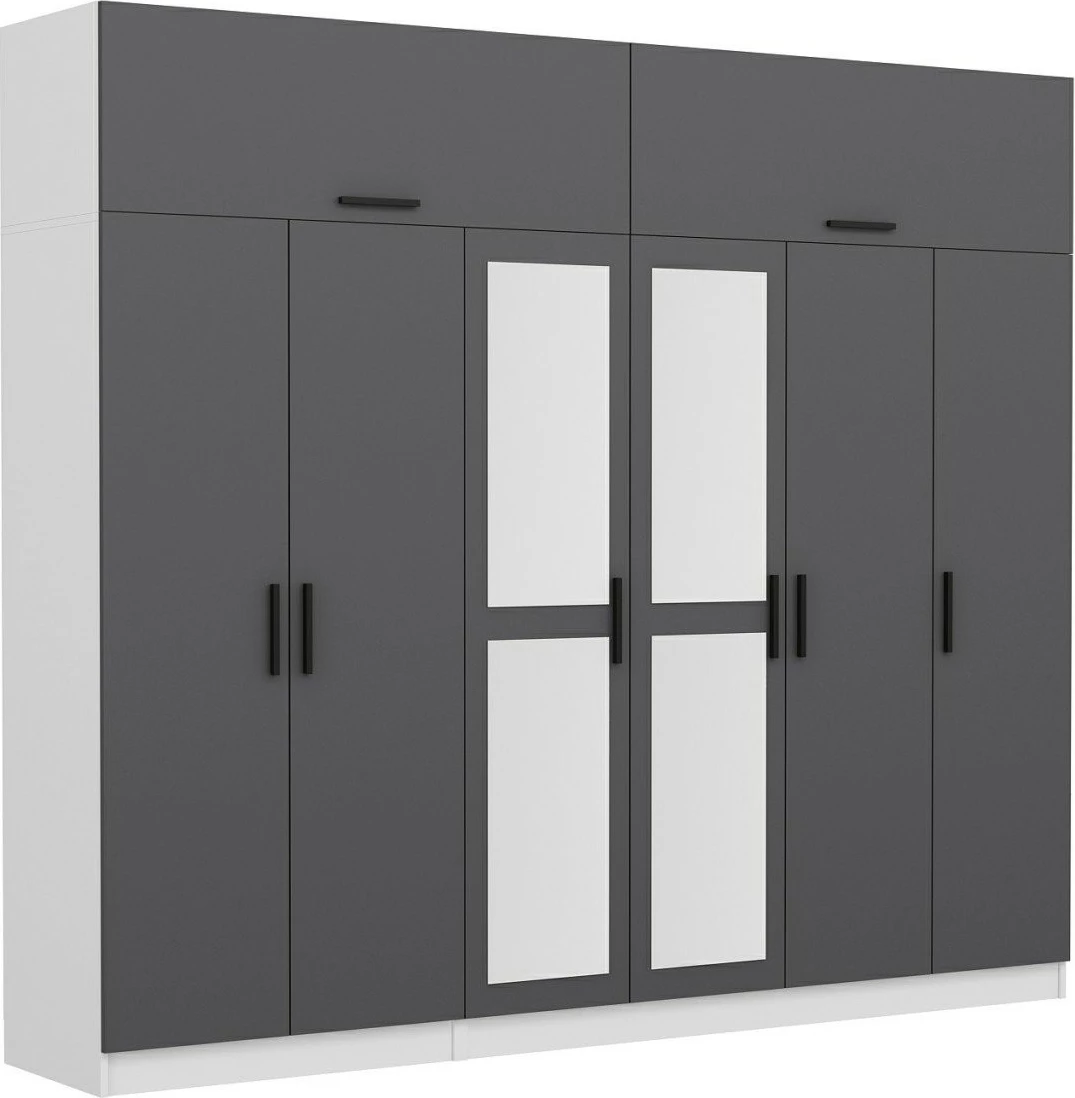 Dollap garderobe Skye Decor, anthracite dhe i bardhë, 270x255x52cm, 11 pjesë