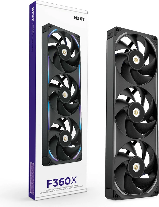 Fan për kasë NZXT F360X, 3x120mm, PWM, RGB, kornizë 360mm, e zezë