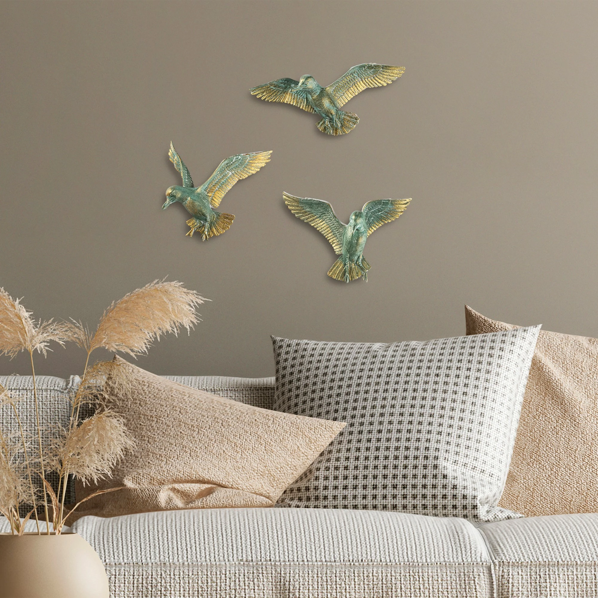 Objekt dekorativ Aberto Design, BIRDS 1, shumëngjyrësh, set prej 3 copash