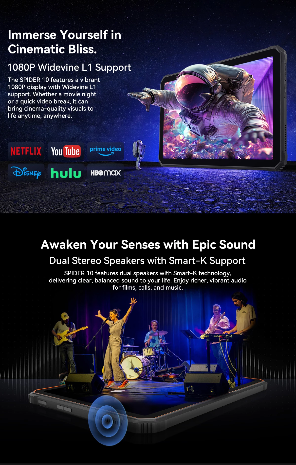 tablet robust Oscal Spider 10 11\" 8GB+256GB 20000mAh IP68/IP69K Android 15, e zezë