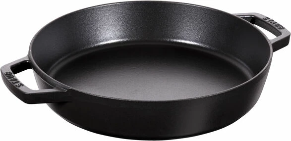 Tigan me 2 doreza 26 cm, i rrumbullaket, i zi, gize e emaluar