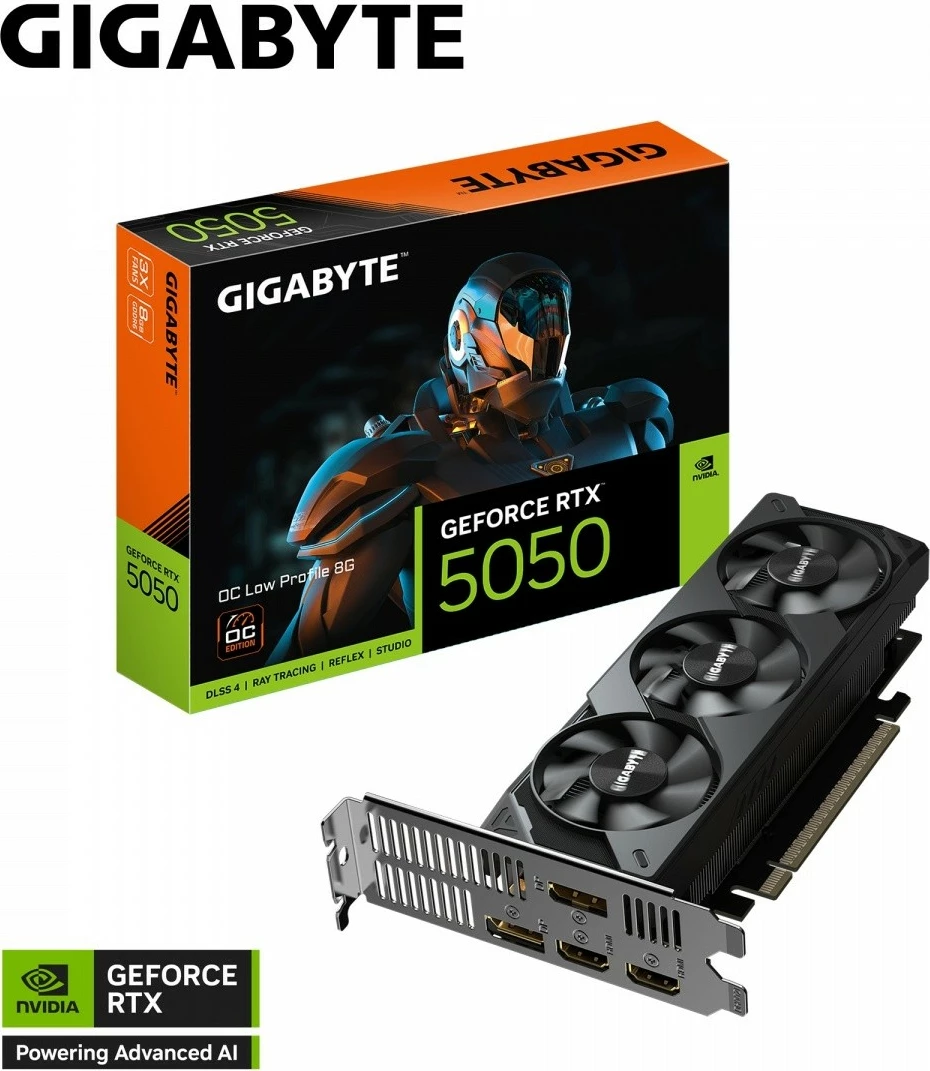 Kartelë grafike Gigabyte GeForce RTX 5050 Low Profile OC, 8GB GDDR6, 128-bit, 3 ventilatorë
