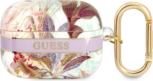 Mbështjellës Guess GUAPHHFLU për AirPods Pro, Flower Strap Collection, vjollcë