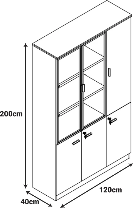 Dollap profesional për zyre Oscar, ngjyrë arre-antracit, 120x40x200cm