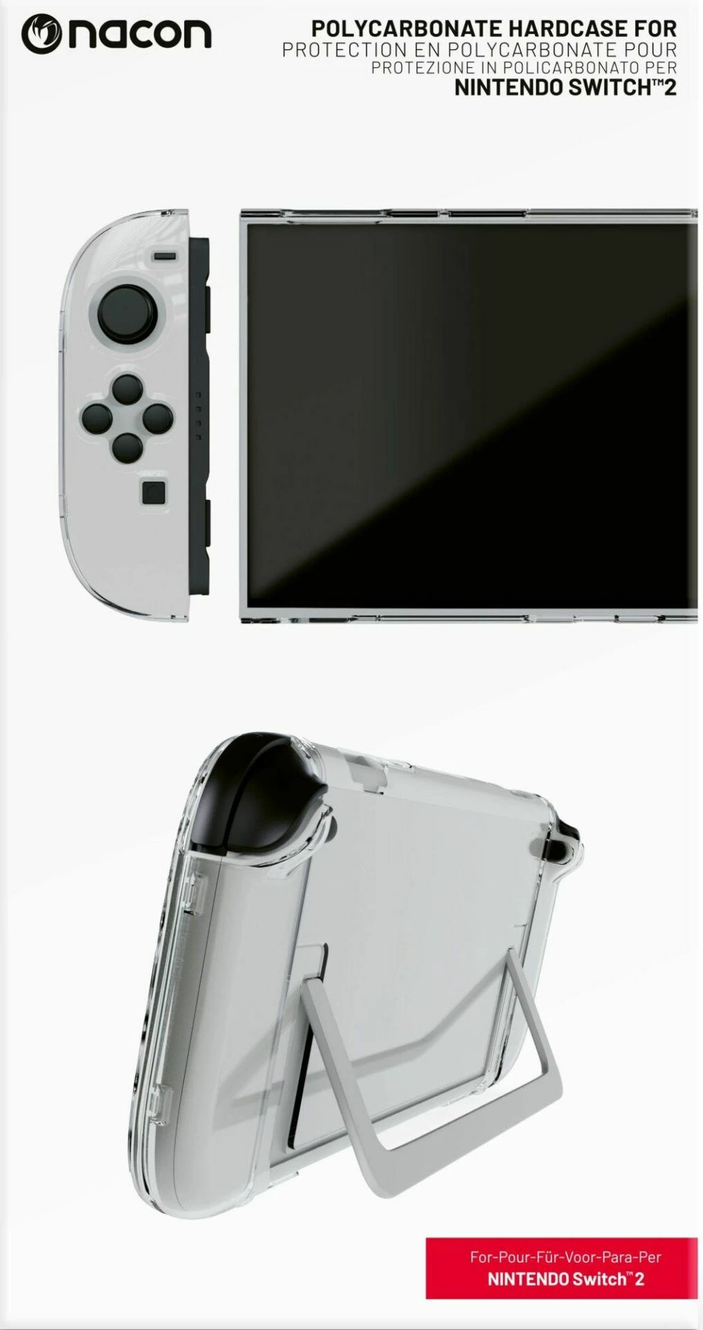 Kasë mbrojtëse Nacon Polycarbonate Hardcase për Nintendo Switch 2, transparente