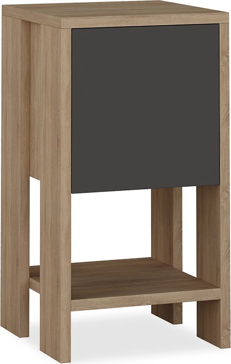 Komodinë nate Ema, ngjyrë natyrale-antracit, 30x30x55 cm