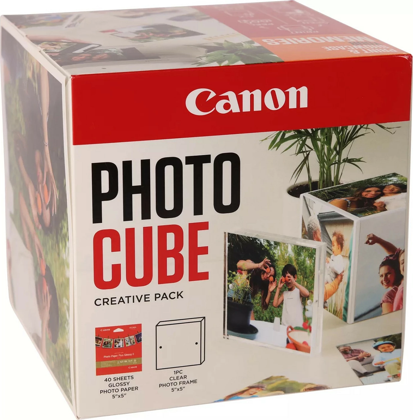 Pako letre fotografike Canon PP-201 Photo Cube Creative Pack, 13x13 cm, 40 fletë, glossy, bardhë/portokalli
