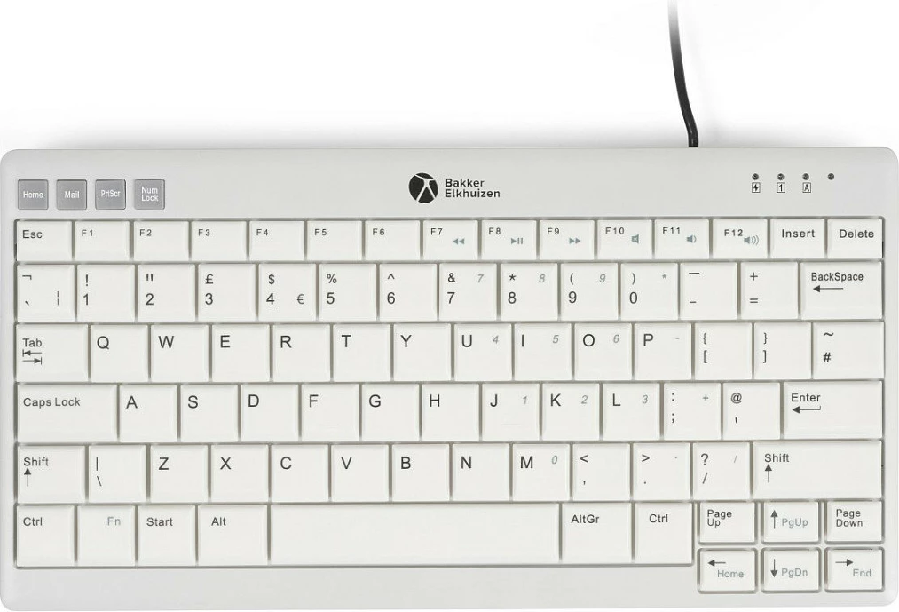 Tastierë BakkerElkhuizen UltraBoard 950 V2, USB, kompakte pa numpad, UK QWERTY, e bardhë