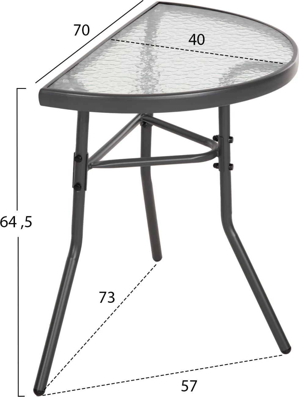 Tavolinë gjysmë rrethore LIMA FH5967.01, 70x40x64.5H cm 4