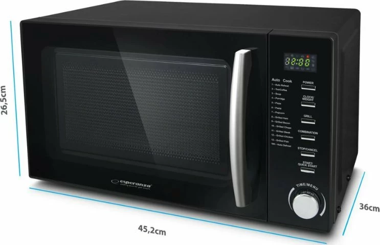 Mikrovalë Esperanza CHEF 20 L 700 W me grill 900 W, e zezë