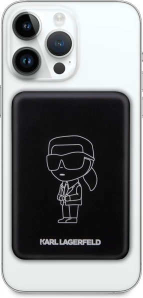 Powerbank wireless Karl Lagerfeld Ikonik MagSafe 3000mAh, e zezë