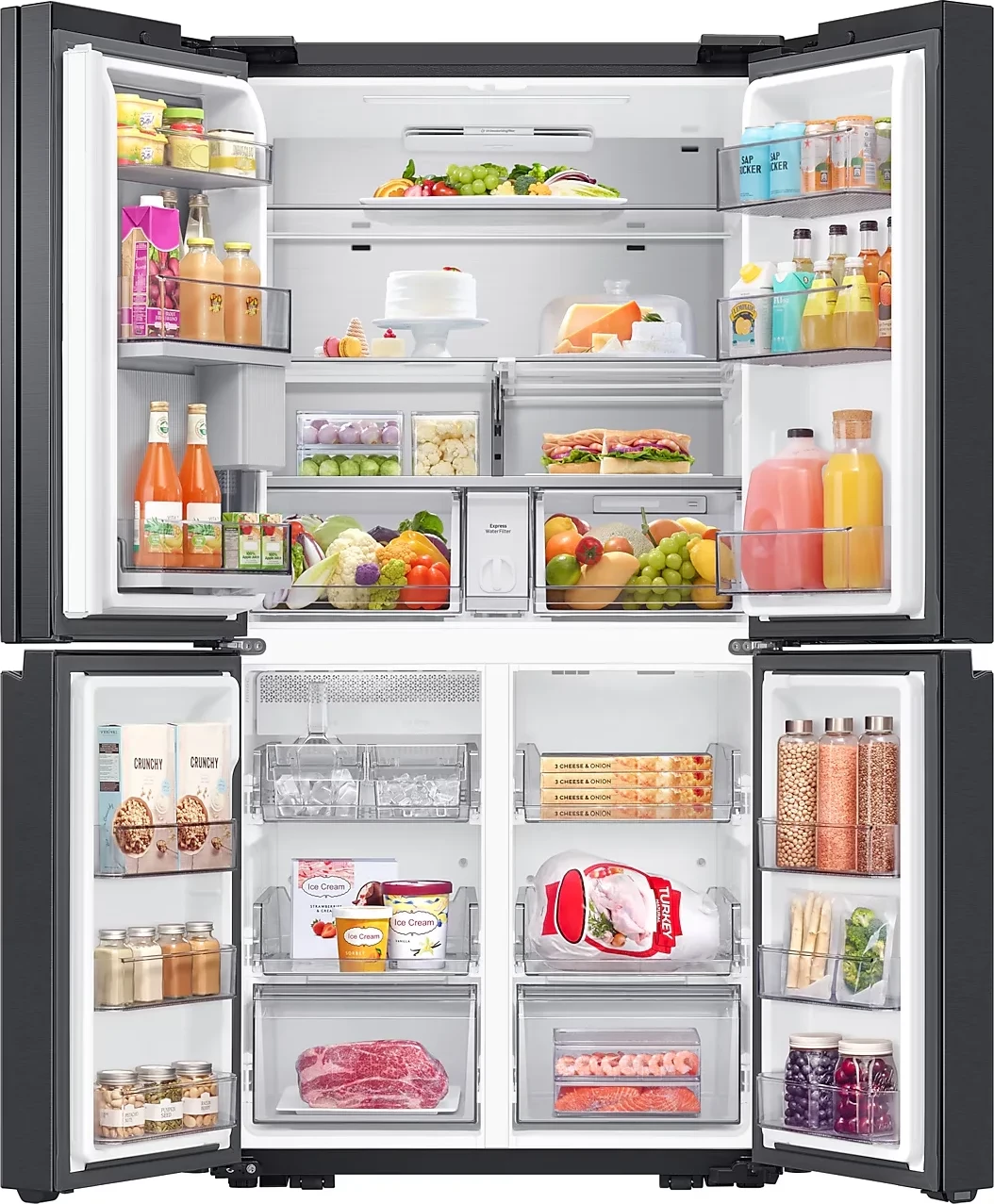 Frigorifer French Door Samsung RF65DG960EB1EO, triple cooling, AI Energy Mode, CoolSelect+, 4 dyerë, e zezë