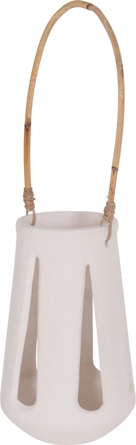 Llambë dekorative tavoline, fibër-cement e bardhë, dorezë ratan, ERANTYL FH4696.02L, 17x27cm