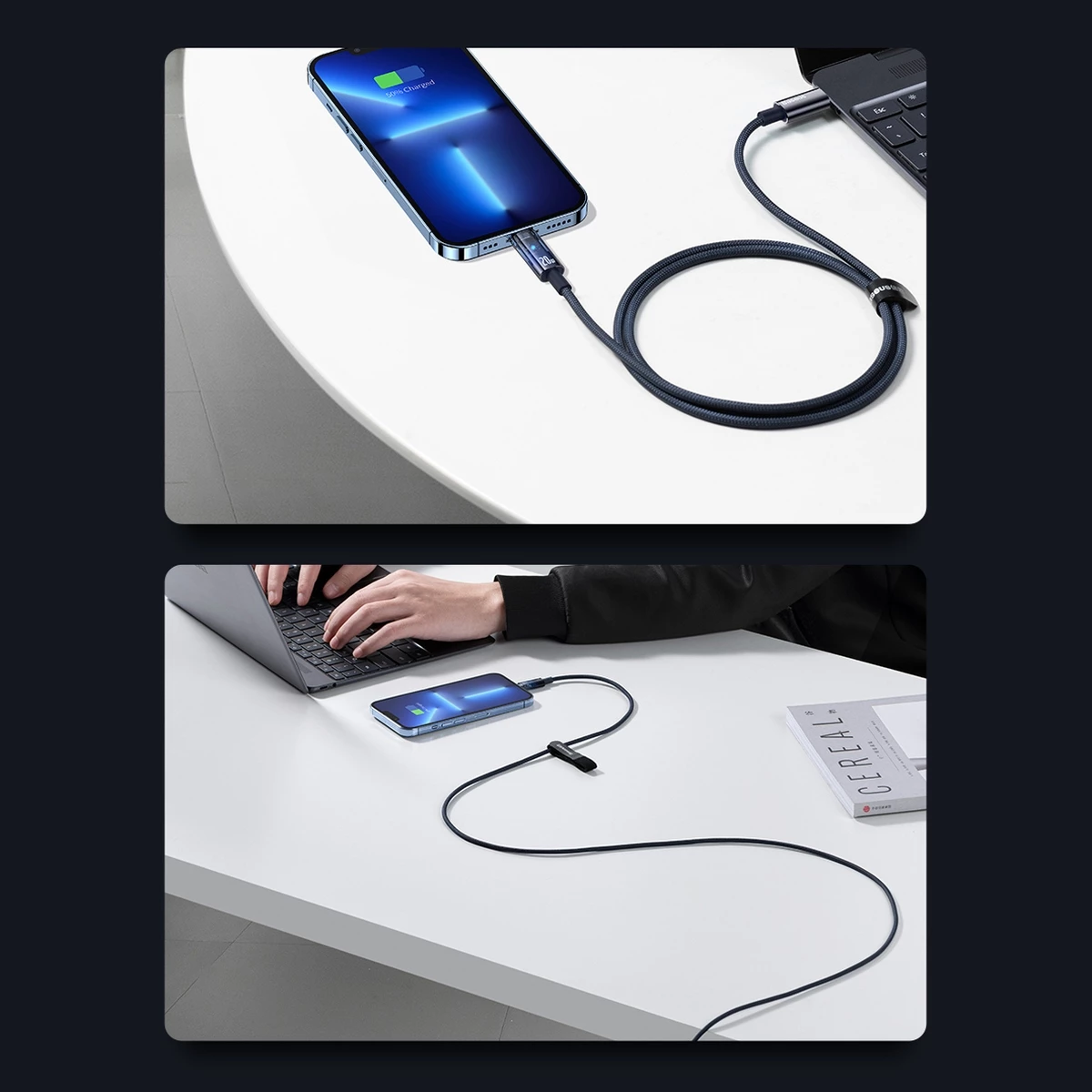 Kabllo Baseus Explorer USB-C në Lightning, 1m, 20W, Kaltër