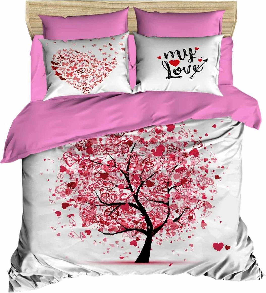 Set mbulesë për jorgan king size, L'essentiel, 185, ngjyrë e bardhë, rozë, e kuqe