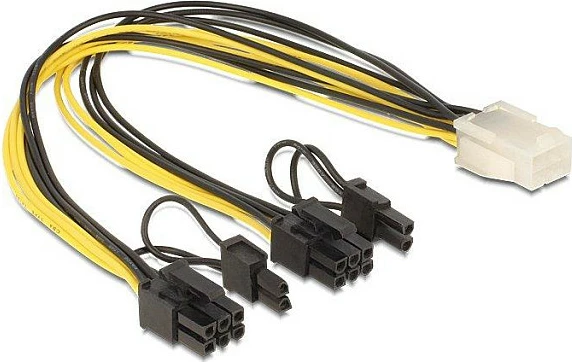 Kabllo rryme PCIe DeLOCK 83433, 6+2-pin në 6-pin, 0.3 m, e zezë/bardhë/verdhë