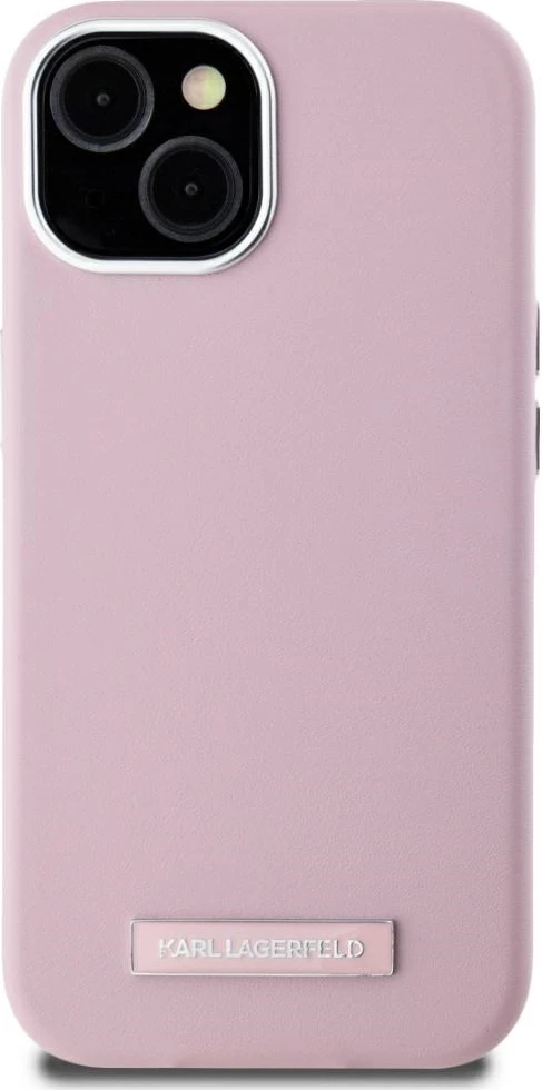 Mbështjellës Karl Lagerfeld FW Metal Plate MagSafe për iPhone 15, Rozë