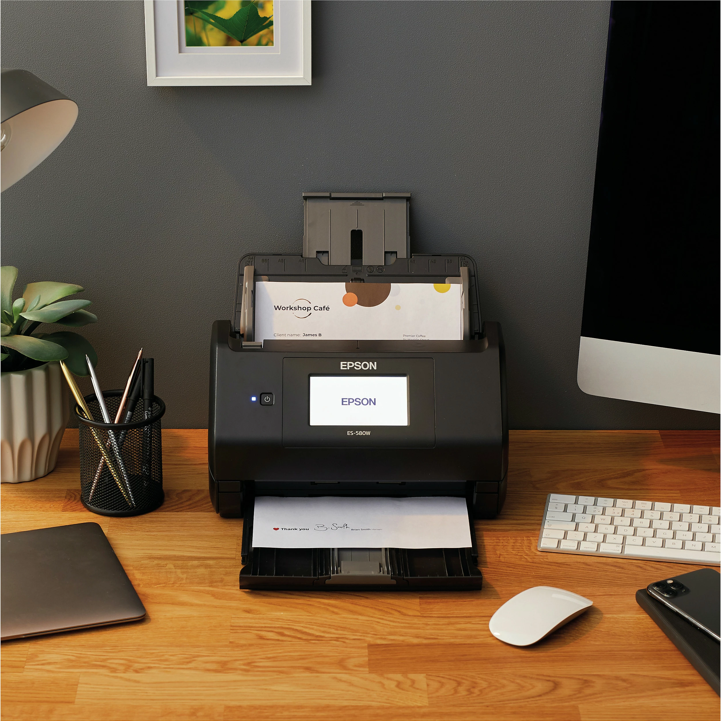 Skaner dokumentesh Epson WorkForce ES-580W, A4, duplex, Wi-Fi, ADF 200 fletë, 35 ppm, i zi