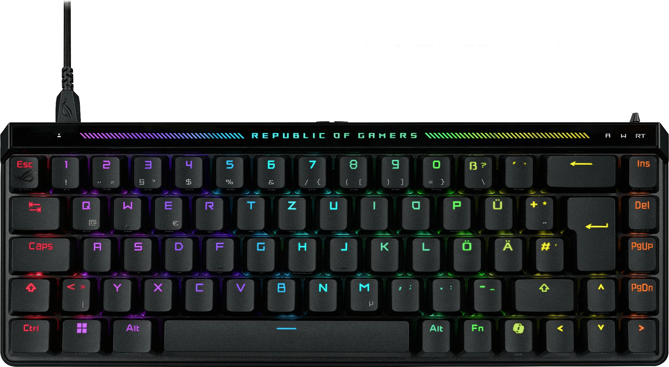 Tastierë gaming ASUS ROG Falchion Ace HFX, 65%, ROG HFX Magnetic, RGB LED, USB, e zezë