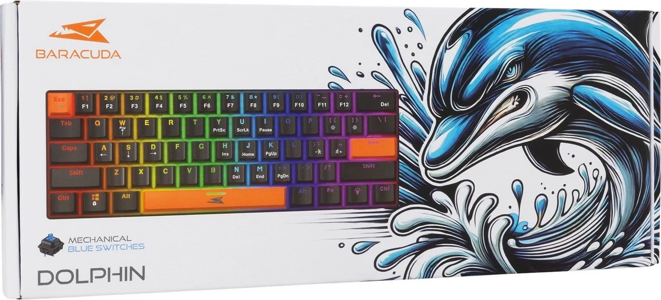 Tastierë Baracuda Dolphin BGK-03121, 60%, blue switch, RGB, USB, e zezë