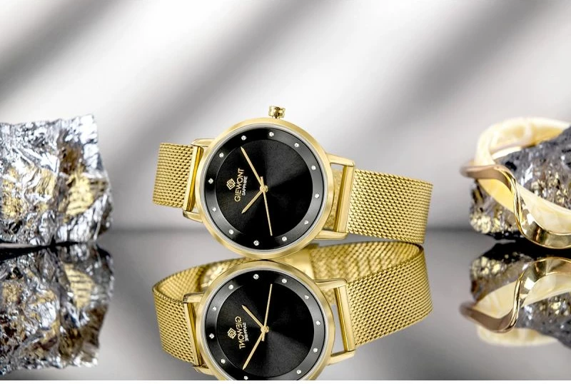 Orë dore femra Giewont GW4130-B3, e zezë dhe e artë, set