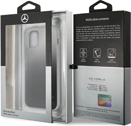 Mbështjellës Mercedes Transparent Line për iPhone 12 mini 5.4", hardcase TPU/PC, i zi