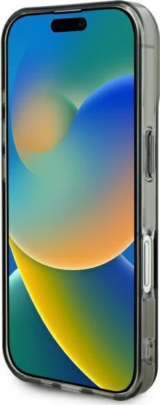 Mbështjellës Guess IML Heart për iPhone 16 Plus, Zi