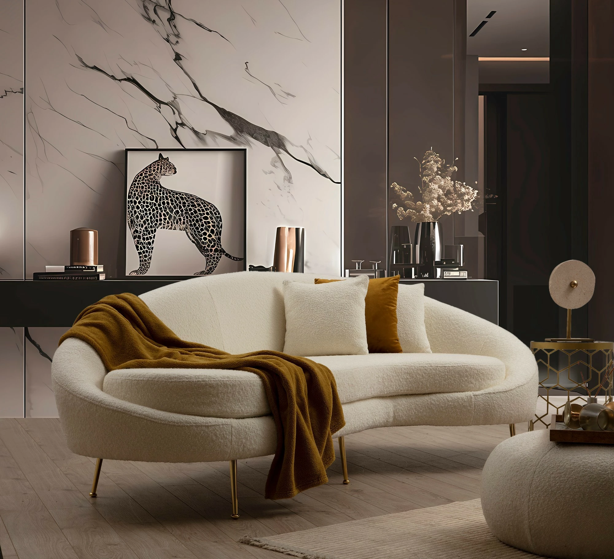 Divan treshe Atelier del Sofa, Eses, boucle krem