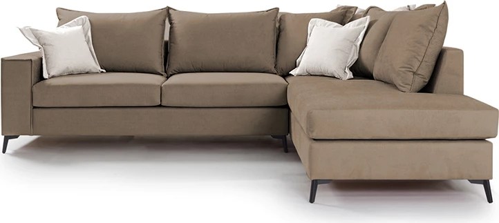 Kënd divani Boston kënd i majtë, pëlhurë, ngjyrë moka-krem, 290x235x95cm