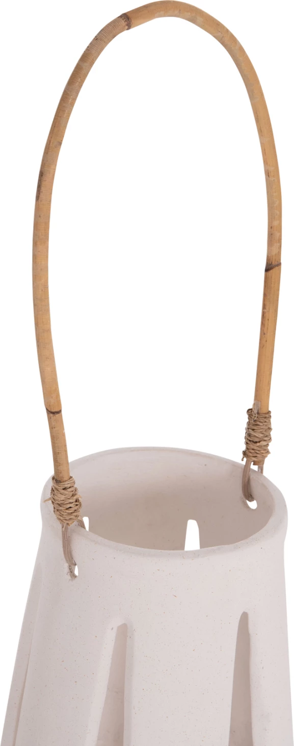 Llambë dekorative tavoline, fibër-cement e bardhë, dorezë ratan, ERANTYL FH4696.02L, 17x27cm