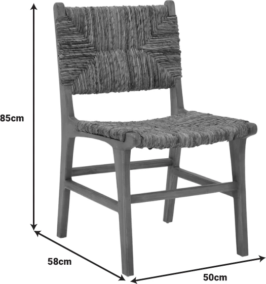 Karrige Refane, ngjyrë natyrale, dru teak dhe litar banane, 50x58x85cm
