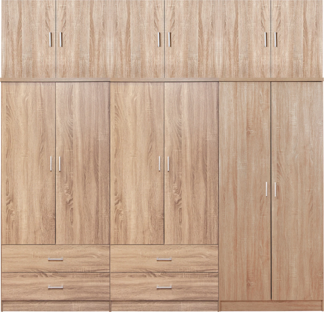 Dollap REINA FH21063.02 6-dyer-4 sirtarë-kabinet sipër-melaminë ngjyrë Sonama 240x43x241Hcm.