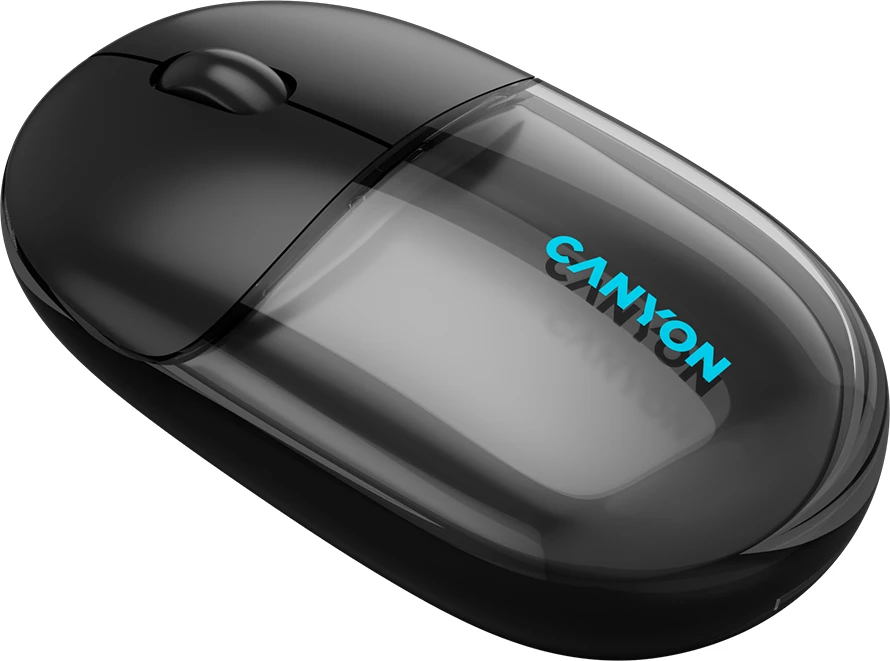 Maus CANYON OnClick 24, Wireless/Bluetooth, 1200 DPI, RGB, 4 butona, transparent/zi