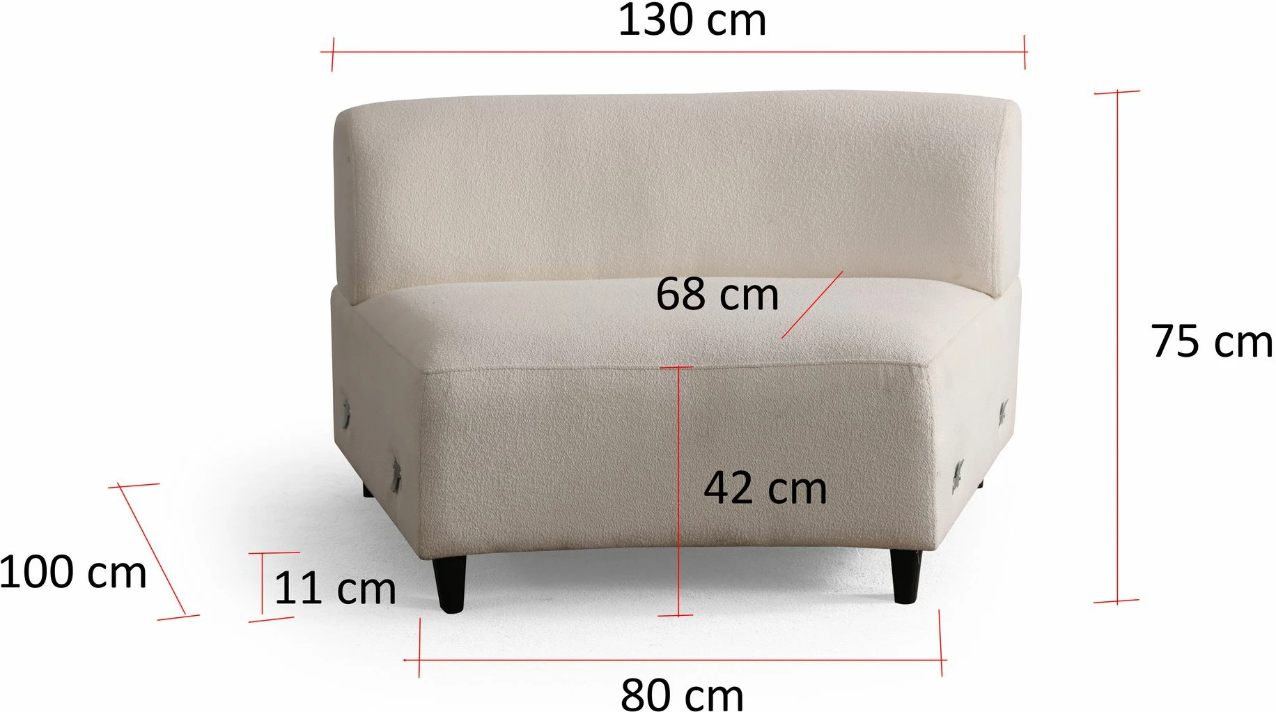 Këndare Atelier del Sofa, ngjyrë krem, U-shape, (L1 + 01 + 1R) - Corner v2
