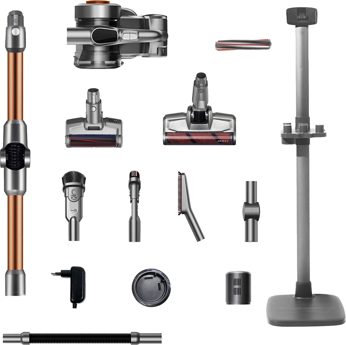 Fshesë me korrent pa kabllo JIMMY H9 Pro, 600 W, 0.6 L, gri/portokalli, me ekran LED