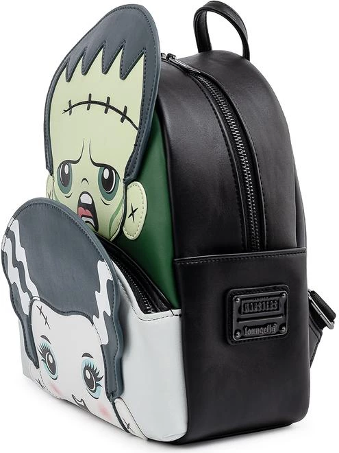 Çantë shpine mini Loungefly Universal Monsters Frankenstein & Bride of Frankenstein Cosplay, lëkurë vegane PU, 20.3x25.4x7.6 cm