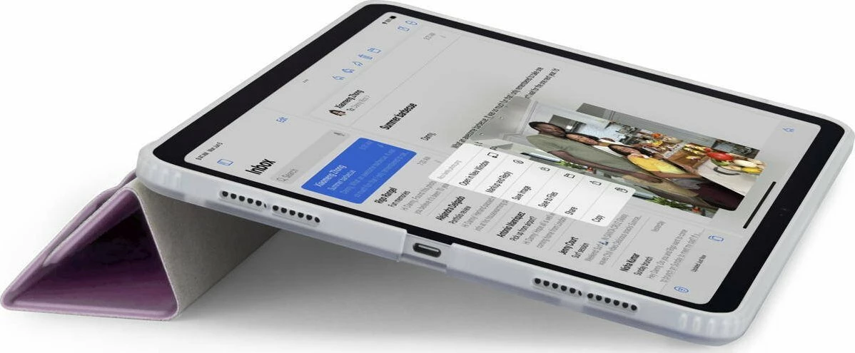 Mbështjellës për tablet Pipetto Origami No1, 5-në-1 stand, auto sleep/wake, për iPad Air 11 (2024) / iPad Air 10.9 (2022/2020), vjollcë metalike