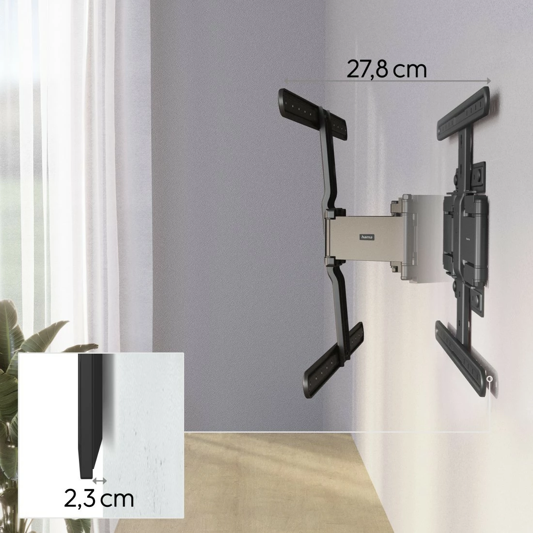 Mbajtëse muri për TV Hama 220851, për LCD/LED 37-90", 50 kg, e zezë