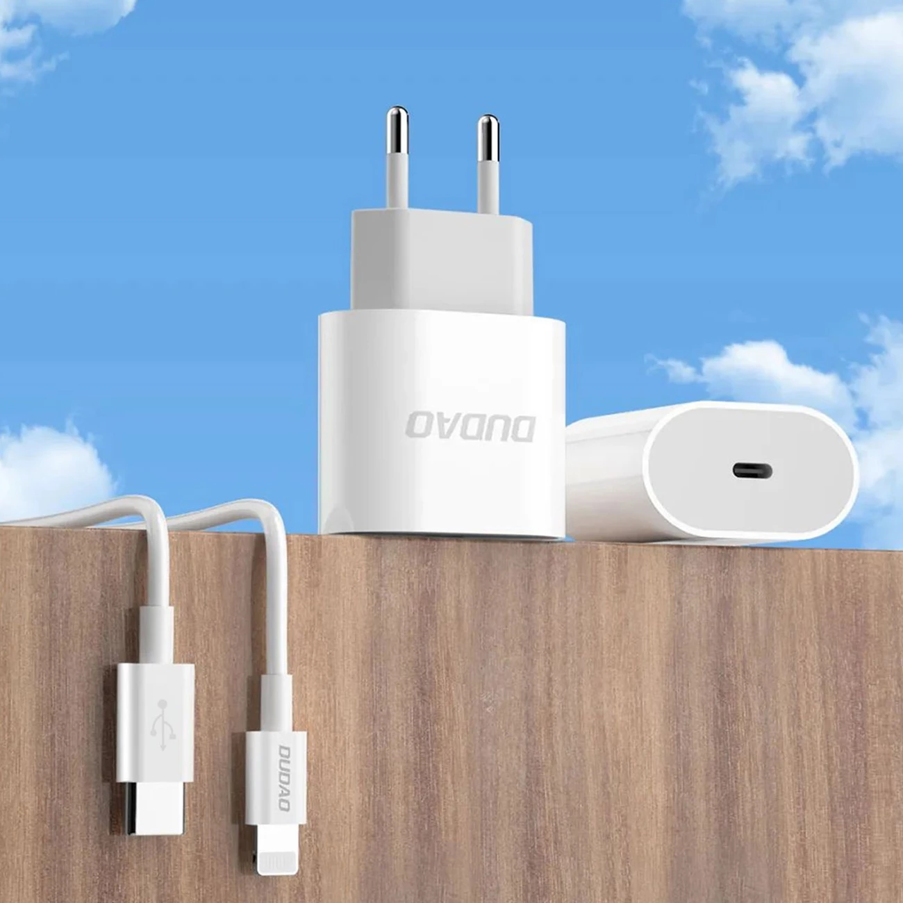 Karikues muri Dudao A14EUC me kabllo USB-C, 20W, Bardhë
