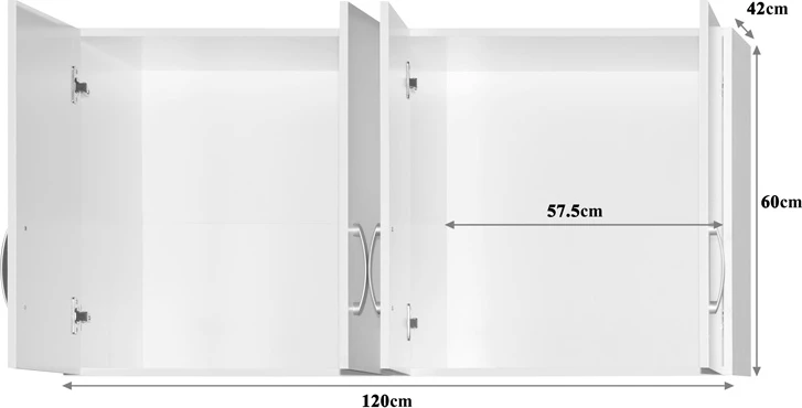 Dollap katërkanatësh me loft Zelia, 2 sirtarë, ngjyrë e bardhë, 120x42x240cm
