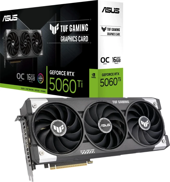 Kartelë grafike ASUS TUF Gaming GeForce RTX 5060 Ti OC, 16GB GDDR7, PCIe 5.0, e zezë/gri