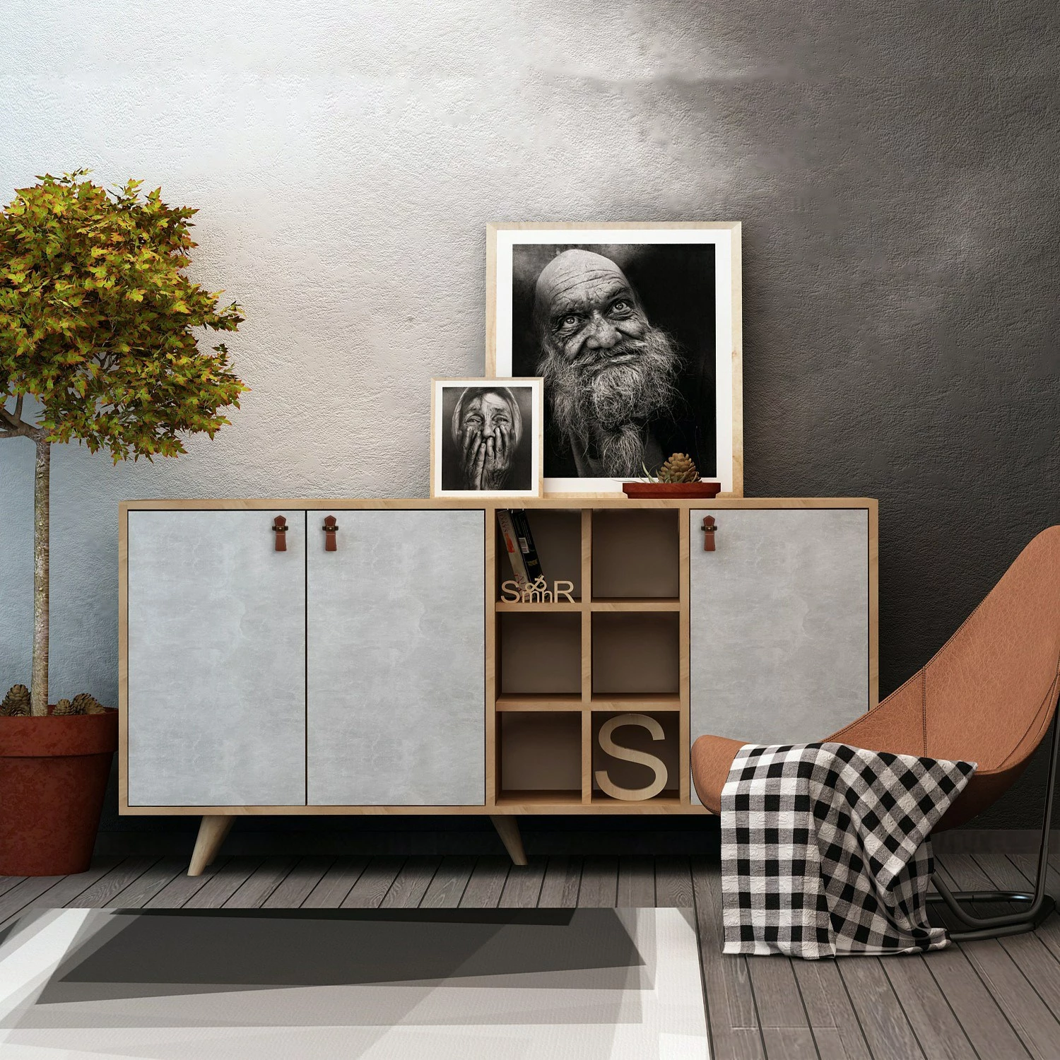 Konsol Hanah Home, Prilika, ngjyrë lis dhe e bardhë