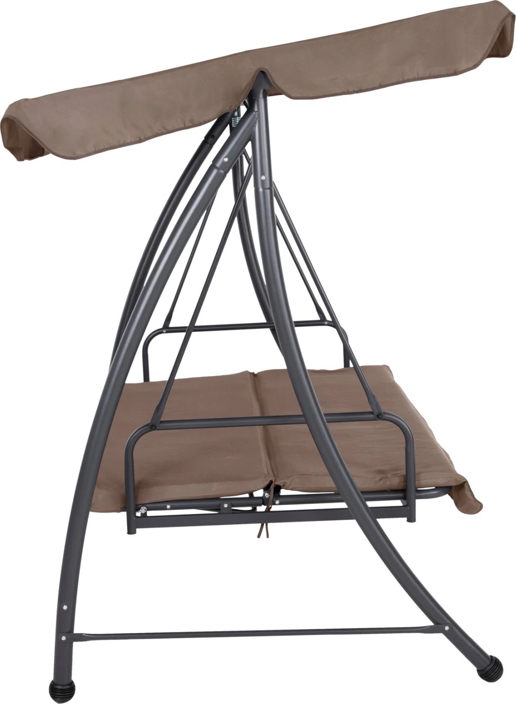 Shilte për verandë, 3-vendëshe, LIKID, FH5980.02, kornizë metalike, ngjyrë gri, pëlhurë ngjyrë kafe e çelur, 200x120x164H cm