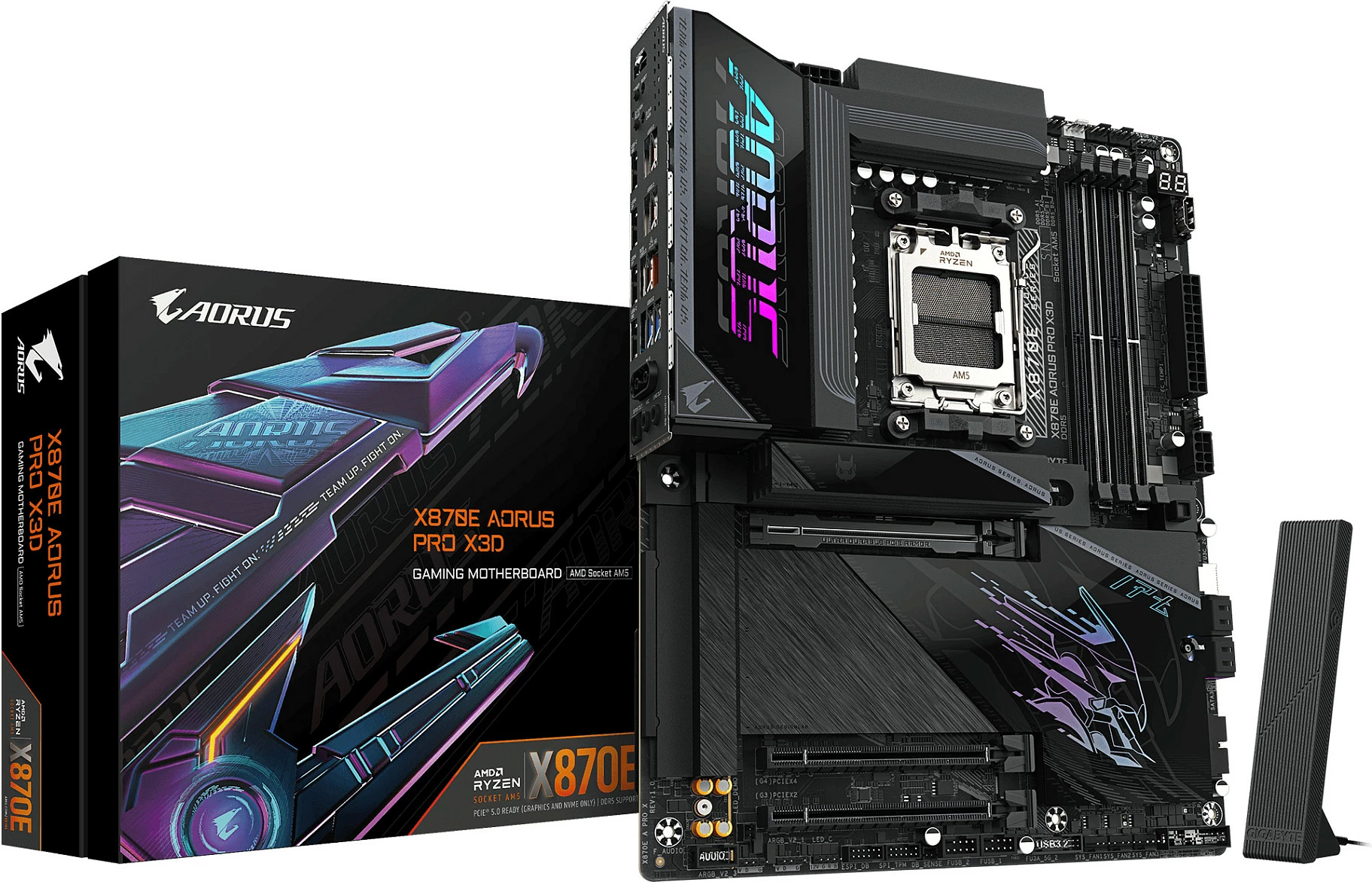 Pllakë amë Gigabyte X870E AORUS PRO X3D, Socket AM5, DDR5 9000MHz (OC), Wi-Fi 7, 5GbE, USB4, e zezë