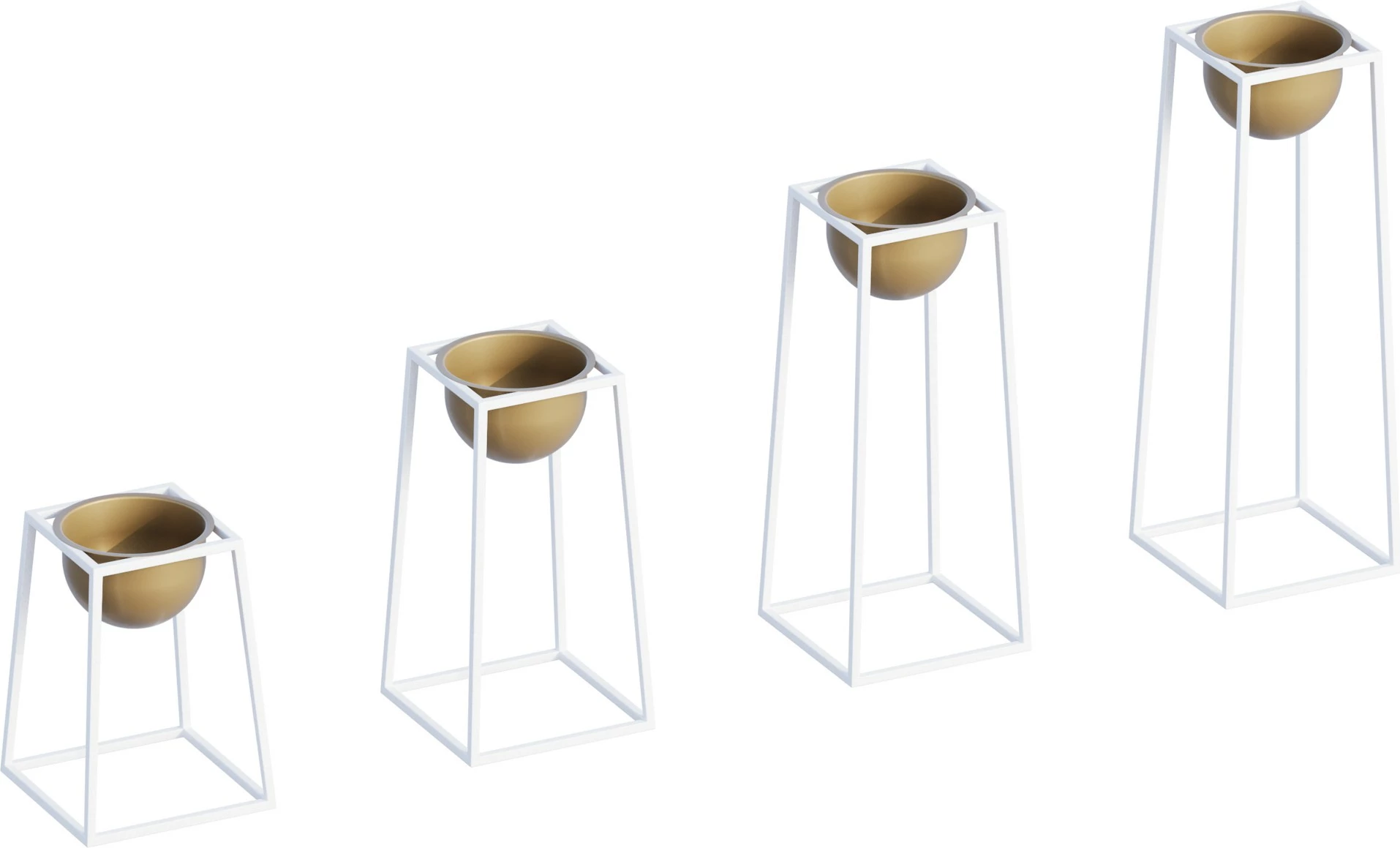 Set vazo dekorative, ngjyrë e bardhë dhe ari, GED-018-C