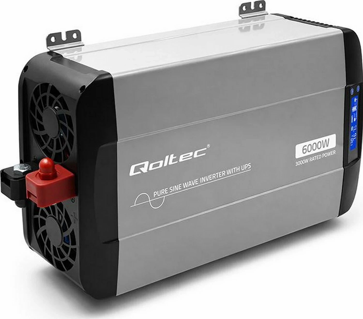 Inverter Qoltec Pure Sine Wave 12V në 230V 3000/6000W, hiri