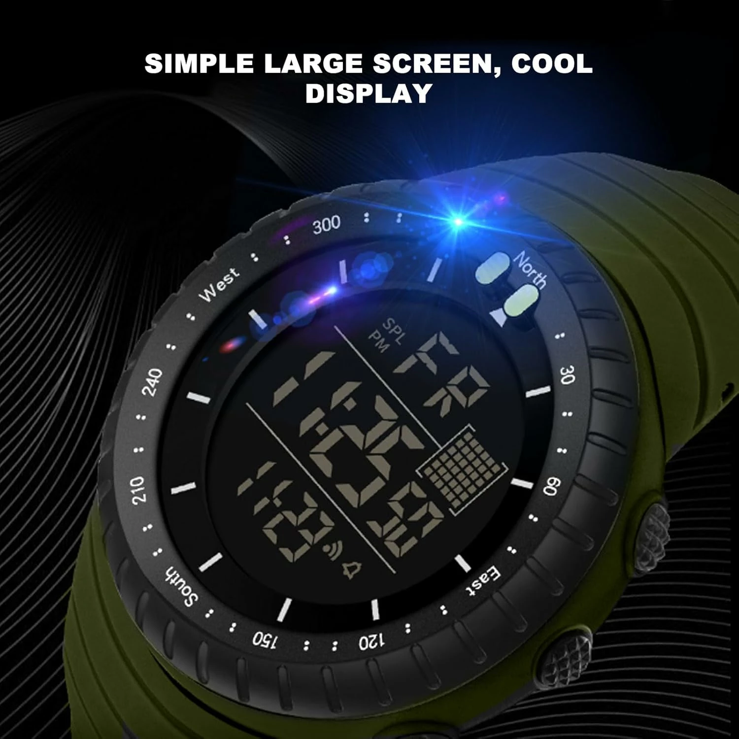 Ora digjitale sportive TPW me rrip të gjelbër dhe rezistencë ndaj ujit-ODGJ76