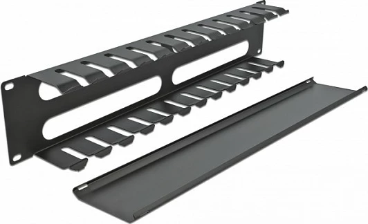Panel menaxhimi kabllove DeLOCK 19" 2U, 4 hapje, metal, i zi