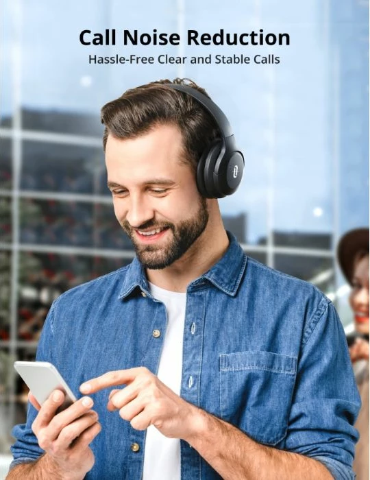 Kufje Bluetooth TaoTronics TT-BH1121, driver 40 mm, Bluetooth 5.3, 20 orë bateri, palosshme, me lidhje 3.5 mm, të zeza