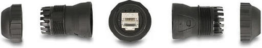 Konektor RJ45 DeLOCK Cat6a IP68, femër-femër, i zi
